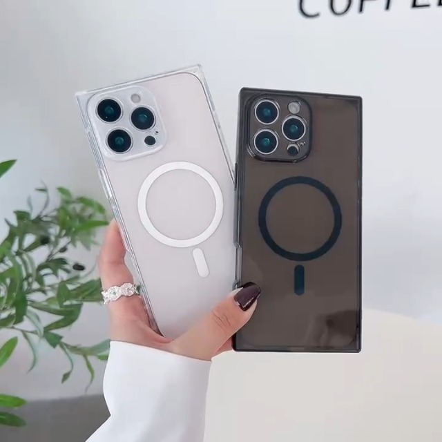 Amazon.com: IAIYOXI Rectangle Edge Magnetic Clear Case for iPhone